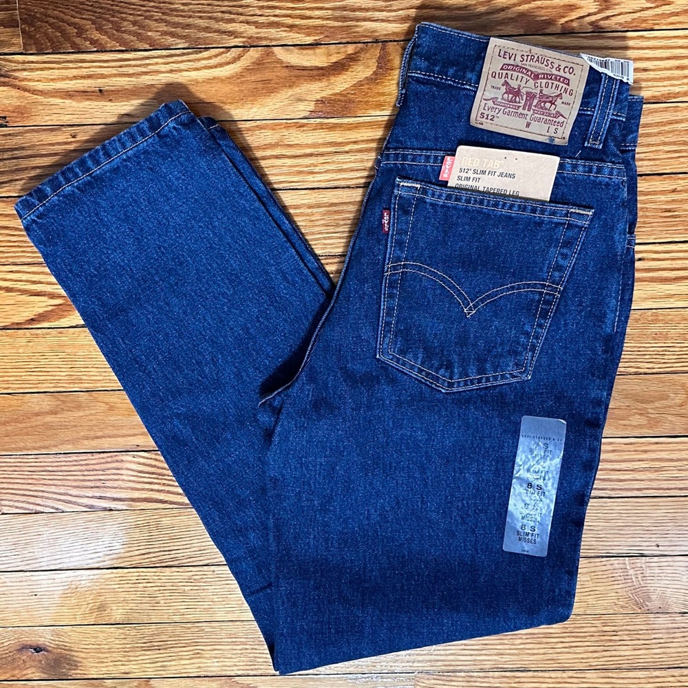 Vintage 90s Levi's 512 Slim Tapered Jeans Dark Wash USA Misses 8 Deadstock